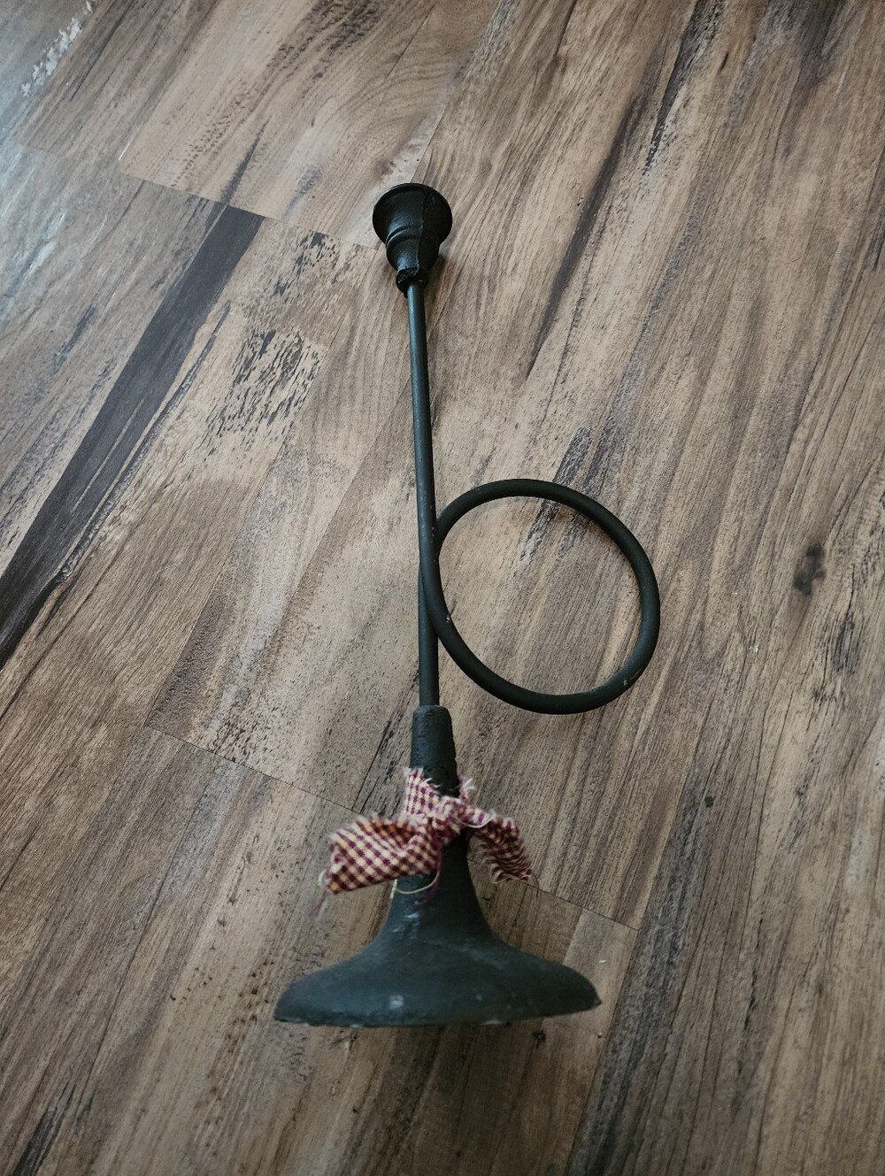 Vintage Cast Iron Bugle Candle Holder